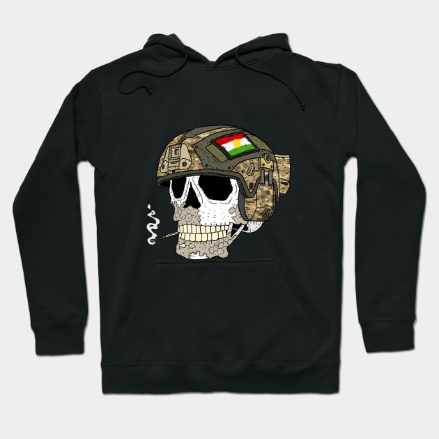 a skull with a Kurdish helmet. Hoodie by JJadx